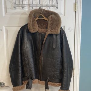 Dark brown leather  Aviator Jacket